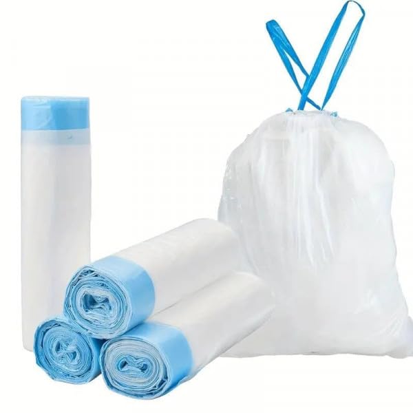 Felmico 100 PCS Drawstring Garbage Bags – Durable Small Trash Bags with Detachable Tie String | 18.11 x 18.11 Inch | Perfect for Kitchen, Bathroom & Office Waste