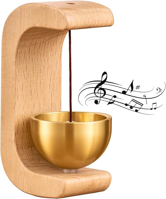 Felmico Wooden Beech Brass Door Chime – Decorative Magnetic Dopamine Doorbell for Home & Shops