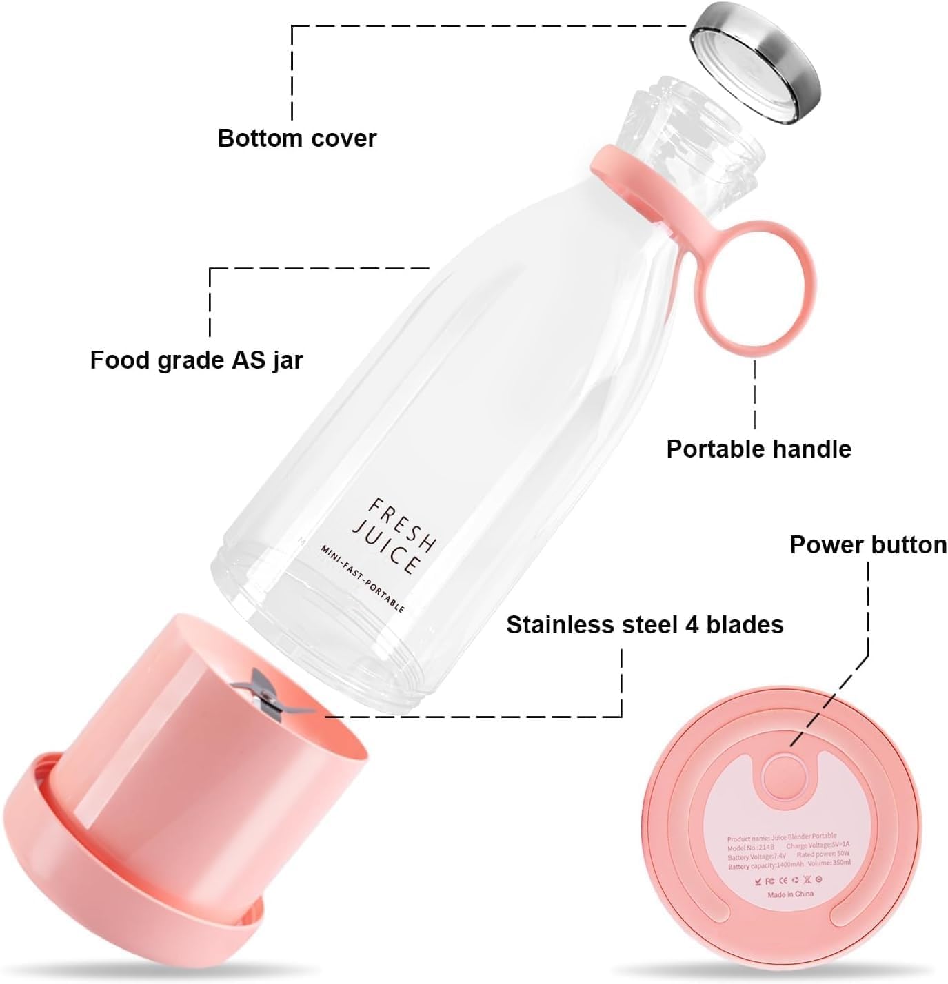 Portable USB Juice Blender – 420ml Rechargeable Mini Juicer