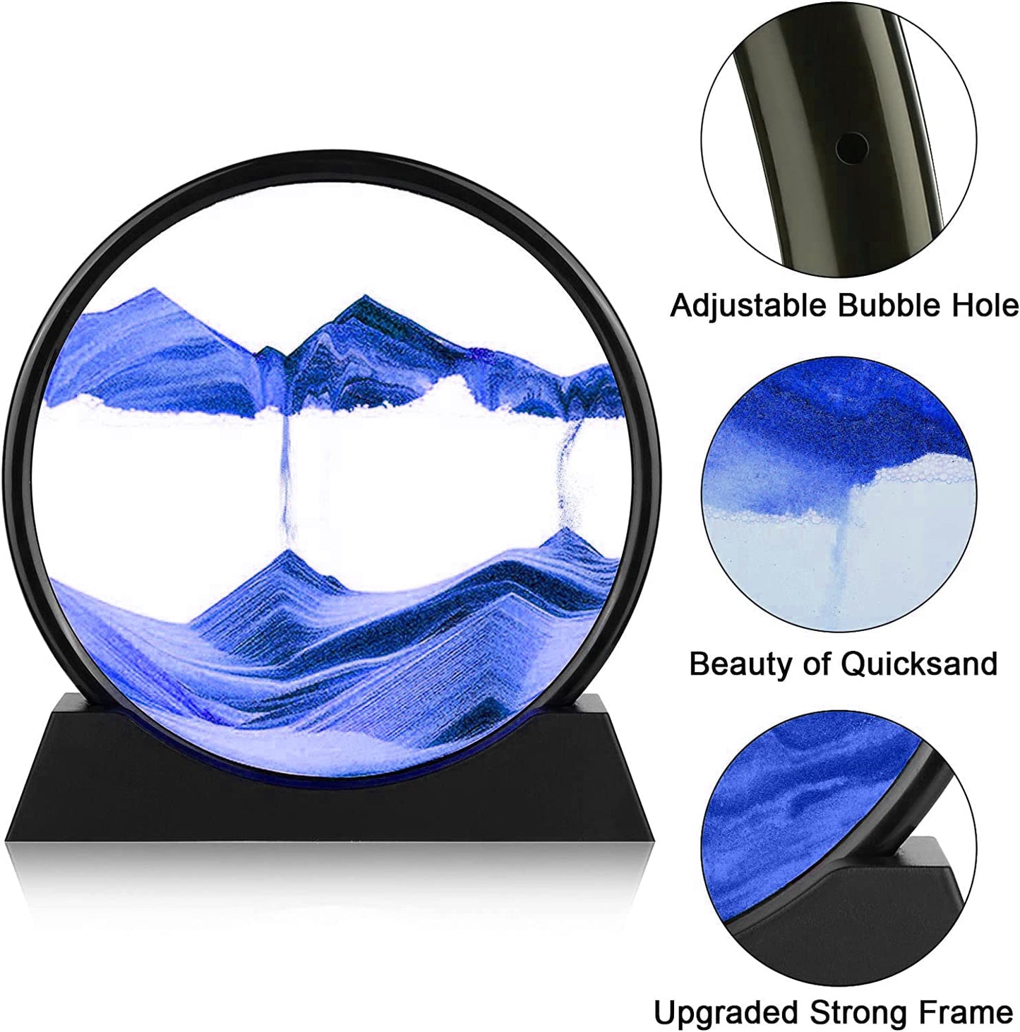 Felmico Moving Sand Art Picture Glass | 3D Liquid Landscape Painting | Home & Office Desk Decor | Antique Gift Showpiece for Kids & Adults