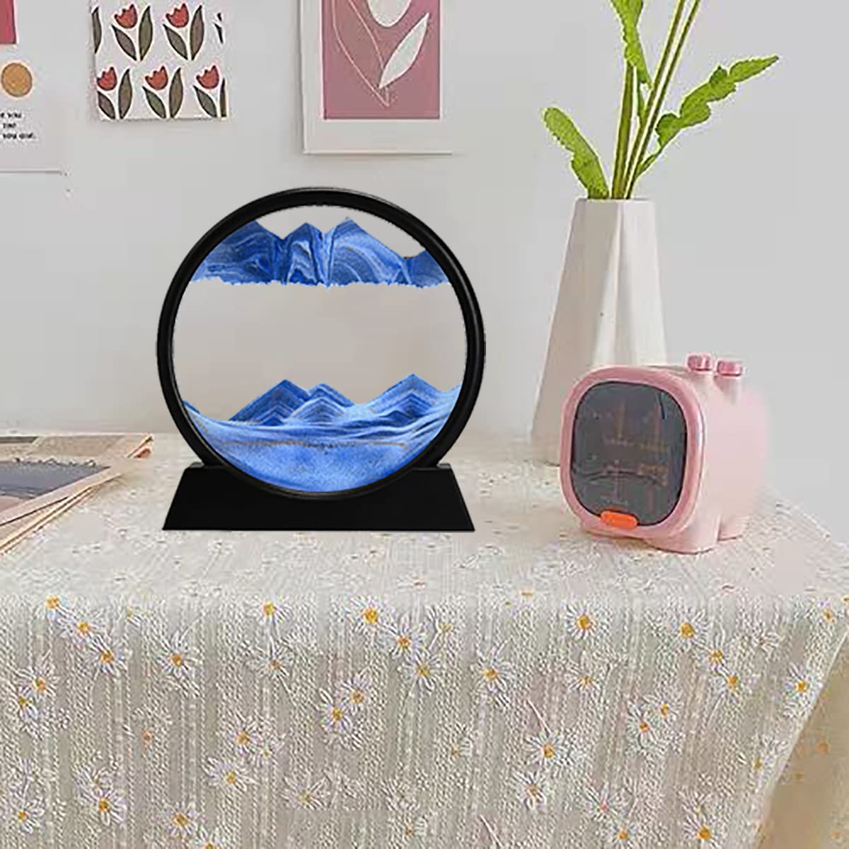 Felmico Moving Sand Art Picture Glass | 3D Liquid Landscape Painting | Home & Office Desk Decor | Antique Gift Showpiece for Kids & Adults