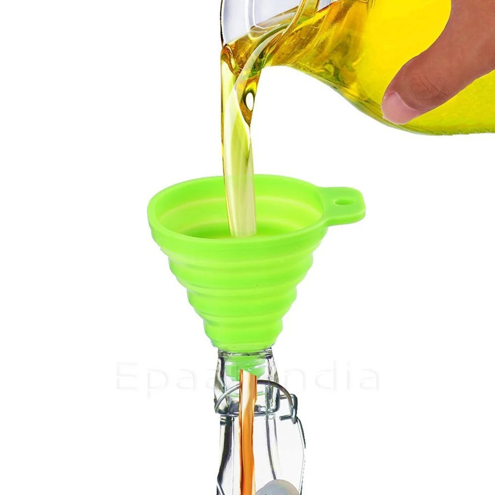 Felmico 1pc Mini Silicone Foldable Funnel – Collapsible, Portable, Hangable Kitchen Tool