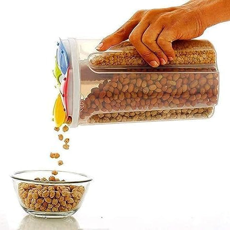 4-Section Flower Container Jar – 2500ml Airtight Plastic Food, Grain & Cereal Storage with Lid for Kitchen | Felmico