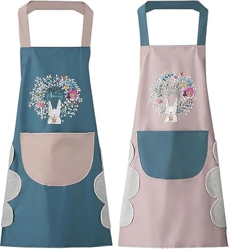 Waterproof Kitchen Apron Set of 2 – One Size with Front Pocket