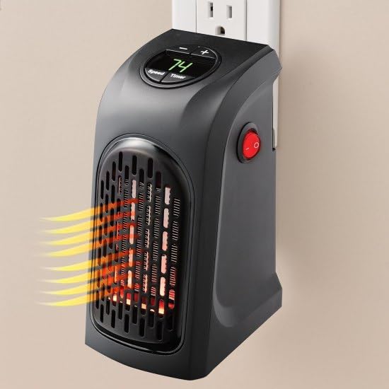 Felmico Wall-Outlet 400W Portable Electric Handy Room Heater, Mini Heater for Room, Office & Bedroom with LED Display, Adjustable Temperature & Stylish Black Design          Ask ChatGPT