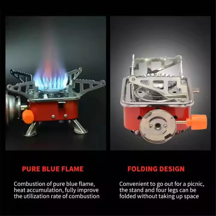 Felmico Portable Gas Stove for Camping & Travel – Compact Butane Burner, Lightweight Foldable Windproof Stainless Steel Outdoor Cooking Stove with Carrying Bag, Durable & Easy to Use
