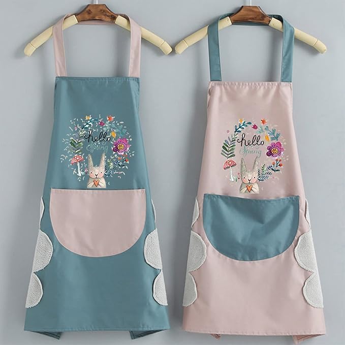 Waterproof Kitchen Apron Set of 2 – One Size with Front Pocket