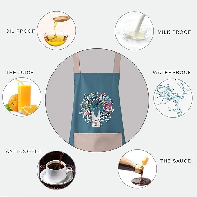 Waterproof Kitchen Apron Set of 2 – One Size with Front Pocket