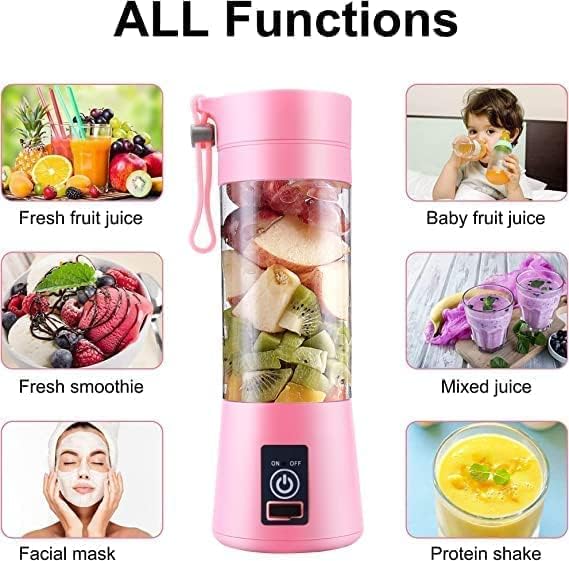 Felmico Portable Electric Juicer Bottle – 6-Blade USB Rechargeable Fruit & Vegetable Blender Mixer, USB Juice Maker Grinder Bottle for On-the-Go Smoothies