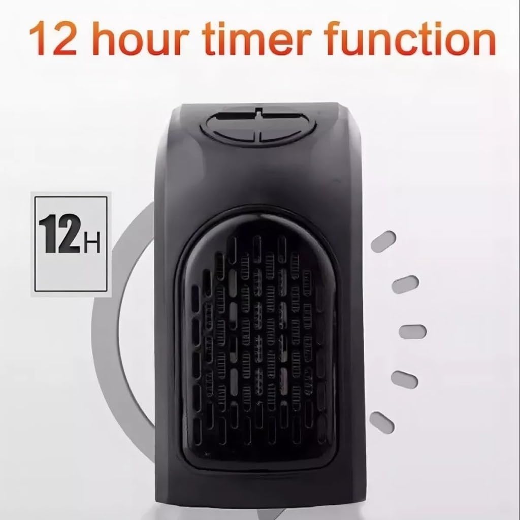 Felmico Wall-Outlet 400W Portable Electric Handy Room Heater, Mini Heater for Room, Office & Bedroom with LED Display, Adjustable Temperature & Stylish Black Design          Ask ChatGPT
