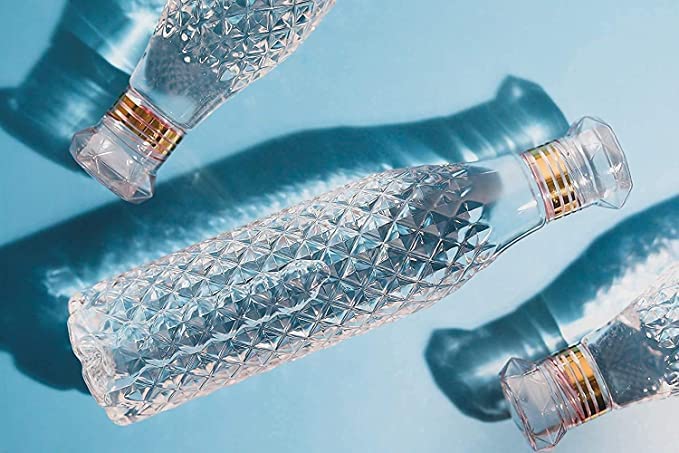 Felmico 1L Crystal Clear Plastic Water Bottles (Set of 3) – Diamond Pattern, Ideal for Kitchen, Office, Sports & Travel