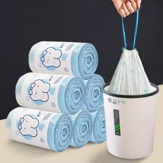 Felmico 100 PCS Drawstring Garbage Bags – Durable Small Trash Bags with Detachable Tie String | 18.11 x 18.11 Inch | Perfect for Kitchen, Bathroom & Office Waste