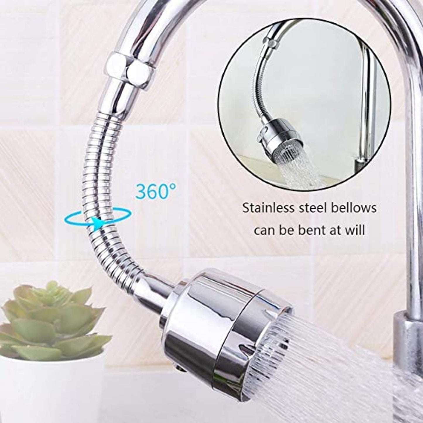 Felmico 360 Degree Rotation Stainless Steel Faucet with Water-Saving Bubbler