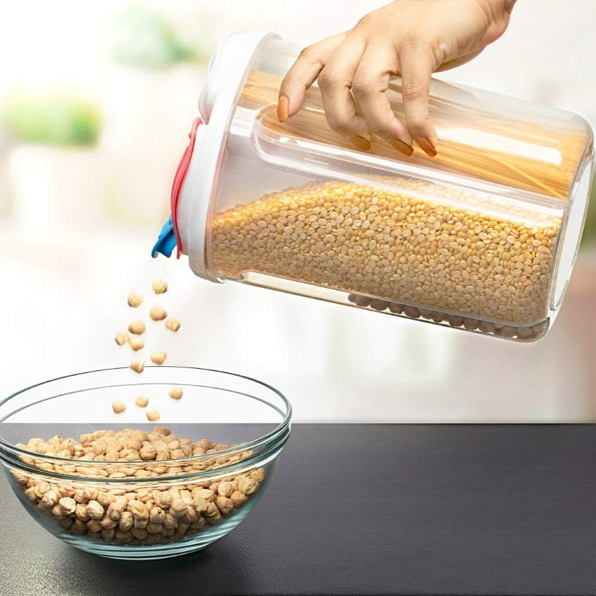 4-Section Flower Container Jar – 2500ml Airtight Plastic Food, Grain & Cereal Storage with Lid for Kitchen | Felmico