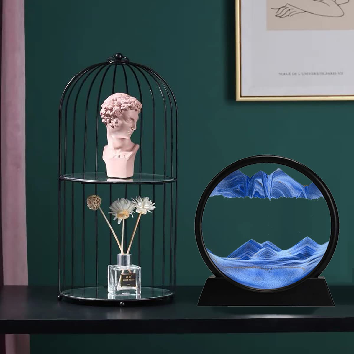 Felmico Moving Sand Art Picture Glass | 3D Liquid Landscape Painting | Home & Office Desk Decor | Antique Gift Showpiece for Kids & Adults