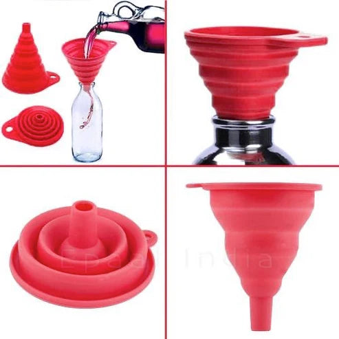 Felmico 1pc Mini Silicone Foldable Funnel – Collapsible, Portable, Hangable Kitchen Tool