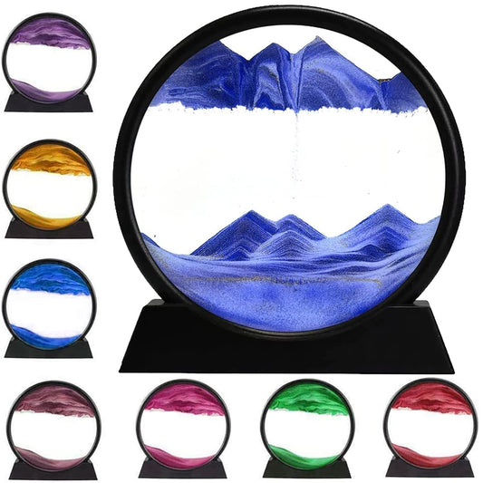 Felmico Moving Sand Art Picture Glass | 3D Liquid Landscape Painting | Home & Office Desk Decor | Antique Gift Showpiece for Kids & Adults
