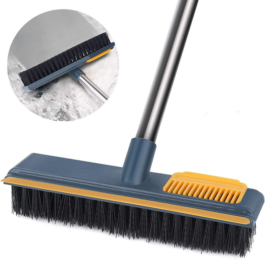 Felmico 2-in-1 Bathroom Cleaning Brush with Wiper – Tiles & Floor Scrub Brush with Long Handle